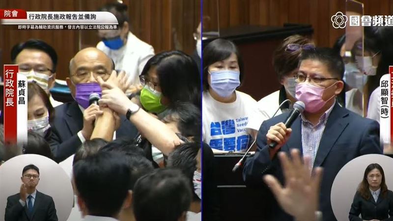 藍委潑水擾質詢　蘇揆怒了：暴力政黨
