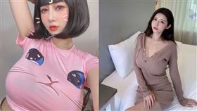 網紅正妹安希曬出逗弄貓的影片，彎腰瞬間讓網友都嗨翻。(圖／翻攝自
vickyccc520IG)