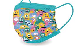 CSD中衛將亞太地區合辦口罩設計比賽冠軍作品「怪獸國度」重新包裝成親子口罩。（圖／中衛提供）