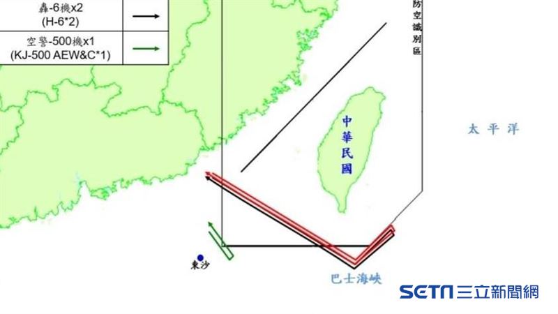 共機攻擊隊形曝光！　航跡包圍我南部