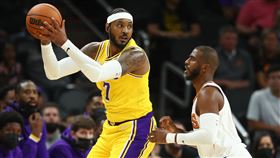 ▲「甜瓜」安東尼（Carmelo Anthony）湖人首秀得8分。（圖／路透社／達志影像）