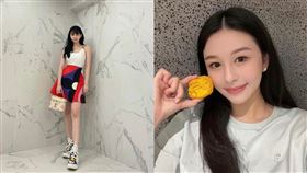 沈月也分享別人側拍照片，照片中，臉蛋0死角相當漂亮，。