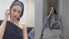 從鏡子反射可以看到她結實的川字肌。(圖／翻攝自dahee0315IG)