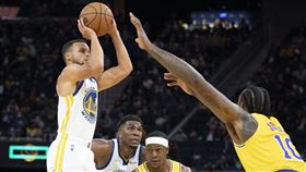 ▲柯瑞（Stephen Curry）轟30分，勇士熱身賽擊敗湖人。（圖／路透社／達志影像）