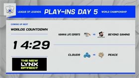 英雄聯盟世界賽照常秀出BYG對戰資訊。（圖／翻攝自Twitch）