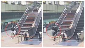 ▲一劉姓女子10日在捷運大坪林站請求站長協助報警，因為她發現遭到不明男子尾隨。監視器拍下，張男進入捷運景美站時就跟在劉女後方。到大坪林站也跟著下車，員警獲報到場找到張男，張男卻拒不配合攔查並企圖逃跑。（圖／翻攝畫面）