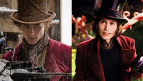 《旺卡》提摩西·夏勒梅（Timothée Hal Chalamet）、強尼戴普。圖／翻攝自提摩西·夏勒梅IG、Charlie and the Chocolate Factory臉書