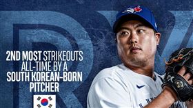 ▲多倫多藍鳥左投柳賢振。（資料照／取自多倫多藍鳥FB）