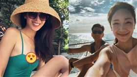 隋棠辣穿泳衣「逆天長腿」無處放 6歲兒「超萌舉動」融化媽媽粉。圖／隋棠臉書