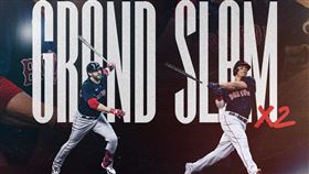 ▲紅襪連2局敲滿貫砲，寫季後賽紀錄。（圖／翻攝自紅襪推特）