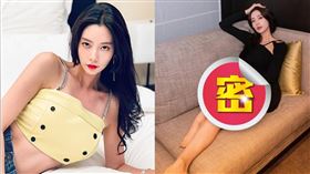 克拉拉身穿超高衩黑裙躺在沙發上，擺出撩人的姿態。（圖／翻攝自actressclara IG）