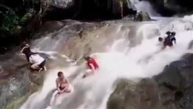 長輩LINE瘋傳「虎豹潭暴漲片」，根本不在台灣。（圖／翻攝畫面）