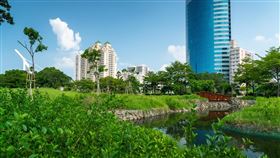 國家卓越建設獎台南全國第一，運河星鑽區大涼(公97)生態水岸公園獲最佳環境文化類金質獎，在都市公園及自然生態間，創造公園綠地的最大效益。(圖/台南市政府)