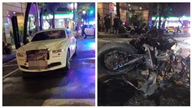 ▲(有馬版)台北市中山區20日發生價值千萬勞斯萊斯與機車車禍意外。（圖／翻攝畫面）