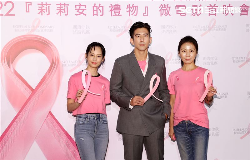 簡嫚書、修杰楷、方文琳粉紅絲帶乳癌防治宣傳微電影首映會。（記者邱榮吉/攝影）
