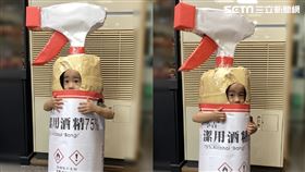  巧手爸把兒子變行動酒精瓶,萬聖節。（圖／網友授權提供）