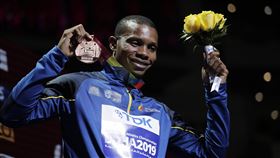 厄瓜多男子短跑名將奎諾奈（Alex Quinonez），圖為其2019年參加田徑世錦賽獲得銅牌。（圖／美聯社／達志影像）