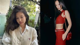 Jennie搭配腰鍊凸顯超細「螞蟻腰」。（圖／翻攝自jennierubyjaneIG）
