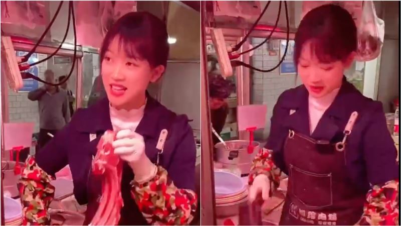 新菜市場女神！28歲女賣羊肉爆紅