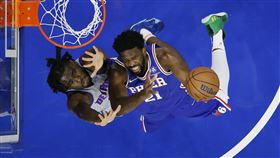 ▲恩比德（Joel Embiid）30分18籃板，送活塞4連敗。（圖／美聯社／達志影像）