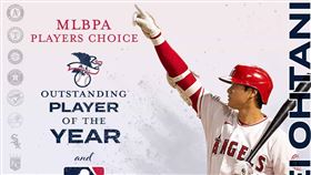 大谷翔平獲得球員選擇獎的年度最佳球員和美聯最佳球員。（圖／翻攝自天使推特）