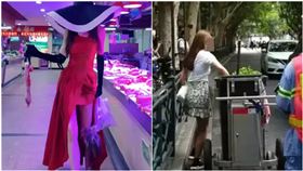 穿晚禮服逛菜市場！網紅遭爆「菜拍完就丟」網氣炸：下地獄（圖／翻攝自微博）