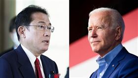日媒報導，日本政府相關人士透露，首相岸田文雄（左）正安排於本月訪問美國，與美國總統拜登會談。（圖／翻攝自共同社、facebook.com/joebiden）
