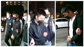 ▲開著瑪莎拉蒂，將宋姓男大生毆打到顱內出血的張男(中)、陳男(左)、李男(右)等3人通通被逮捕到案。台中市第二分局副分局長鄧學鑫說明為何3人非現行犯。（圖／翻攝畫面）