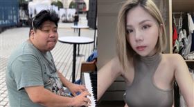 蕾菈親統神臉頰，統神不為所動。（圖／翻攝自統神FB、蕾菈FB）