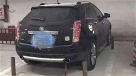 山東凱迪拉克亂停車被封印（圖／翻攝自網易視頻）