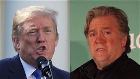 曾任美國總統川普（左）首席策士的巴農（右）被控涉嫌網路募款詐欺，20日遭到逮捕。川普表示，許久未與巴農往來，對網路募款一事一無所知。（中央社檔案照片）