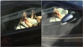 玻璃太透明！他開車邊「吃嫩妹腳趾」　狂吸7秒全被攝（圖／翻攝自筲箕灣西灣河關注組）