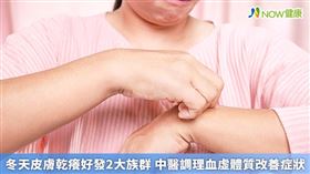 
名家專用／NOW健康／冬天會皮膚乾癢是因人體皮脂腺退化加上氣候所引起的搔癢、脫屑現象，好發族群為老年人與更年期女性。(勿用)