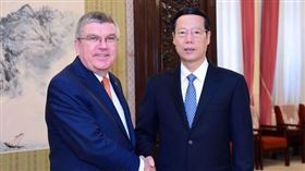 國際奧林匹克委員會（IOC）主席巴赫（Thomas Bach），張高麗，彭帥　（圖／翻攝自新華網）