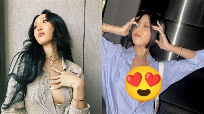 華莎襯衫領口大開！露出透視蕾絲內衣