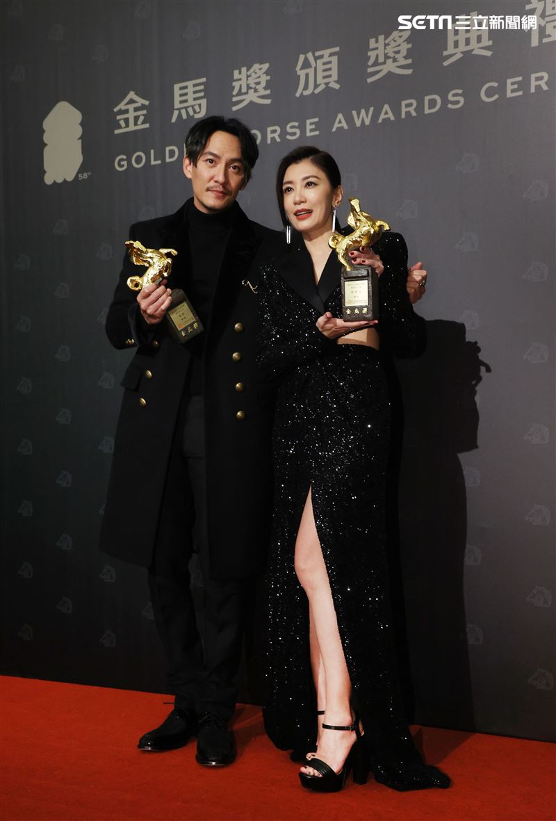 金馬58影帝張震、影后賈靜雯。（記者邱榮吉、楊澍/攝影）