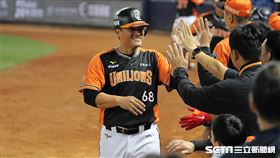 ▲台灣大賽G2統一獅一壘手高國慶跑回第3分。（圖／記者劉彥池攝影）