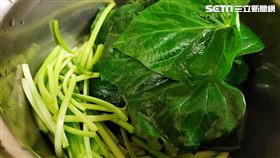 ▲洗好的地瓜葉 洗菜 地瓜葉（圖／記者許雅惠攝影）