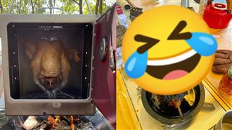 露營烤雞成浴火鳳凰！網笑瘋：烏骨雞