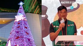 夢幻粉色！北市最高聖誕樹點燈　中信辜仲諒捐2百萬助孩童。（圖／記者戴玉翔攝影）