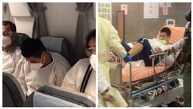  ▲犯下新店咖啡商槍擊命案的「帽T殺手」黃泳群，下機後接受疾管署人員PCR採檢，卻突然癲癇發作倒下，緊急送到仁愛醫院戒護病房治療。（圖／翻攝畫面）