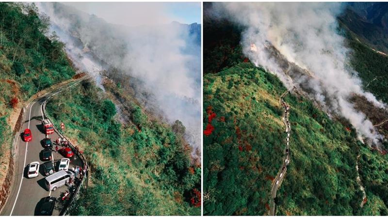 空拍火燒合歡山！7公頃邊坡焚毀焦黑