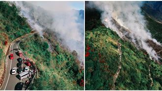 空拍火燒合歡山！7公頃邊坡焚毀焦黑