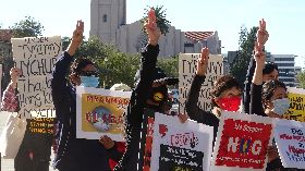 海外緬甸團體抗議軍政府暴行