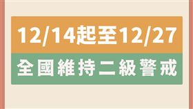 全國12月27日以前仍維持二級警戒。（圖／指揮中心提供）