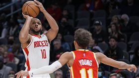▲楊恩（Trae Young）41分白搭，火箭落後19分逆轉老鷹。（圖／路透社／達志影像）