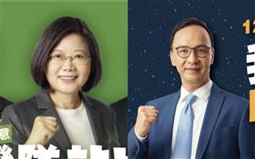 ▲決戰公投選前之夜！藍綠白黃大拚場。（圖／蔡英文、朱立倫臉書）