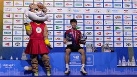 ▲駱建佑在羽球世錦賽男單為新加坡摘首金。（圖／美聯社／達志影像）