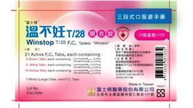 溫不妊T28膜衣錠外盒外觀。（圖／食藥署提供）