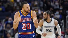 ▲柯瑞（Stephen Curry）投進8顆三分球攻下46分。（圖／美聯社／達志影像）